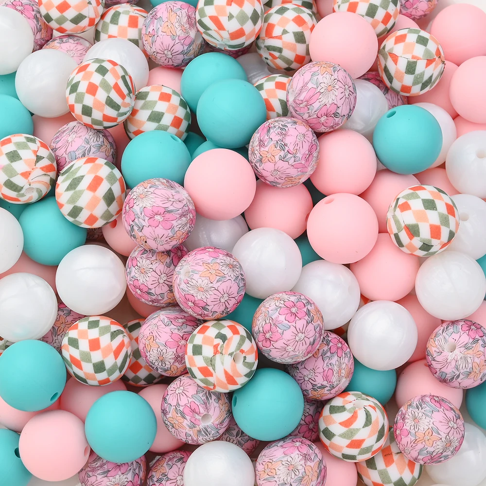 50pcs Floral Plaid Silicone Beads Mixed Color Round Focal Beads for DIY Jewelry Bracelets Keychains,Bag Charm Accessories
50pcs Floral Plaid Silicone Beads Mixed Color Round Focal Beads for DIY Jewelry Bracelets Keychains,Bag Charm Accessories