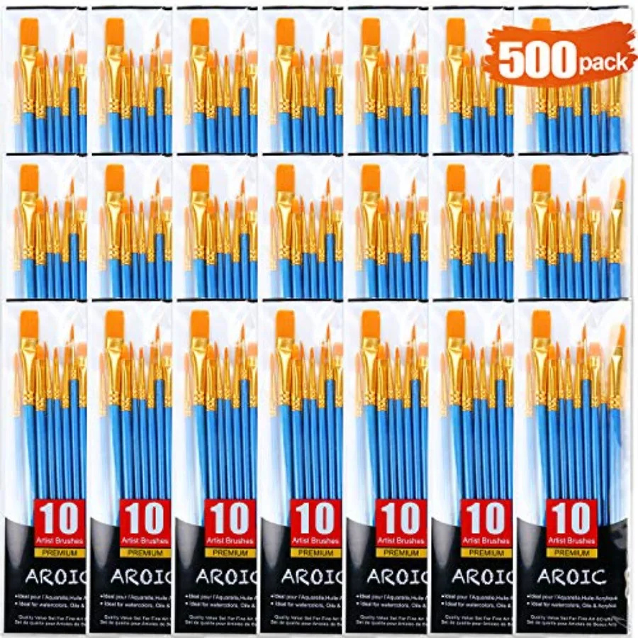 Acrylic Paint Brush Set 50 Packs/ 500 pcs Nylon Hair Brushes for All Purpose Oil Watercolor Painting Artist Professional Kits
Acrylic Paint Brush Set 50 Packs/ 500 pcs Nylon Hair Brushes for All Purpose Oil Watercolor Painting Artist Professional Kits