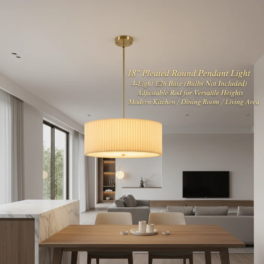 18" Modern 4-Light Pendant Lamp, Adjustable Height Round Hanging Light with White Shade for Kitchen Island, E26 Base
18" Modern 4-Light Pendant Lamp, Adjustable Height Round Hanging Light with White Shade for Kitchen Island, E26 Base