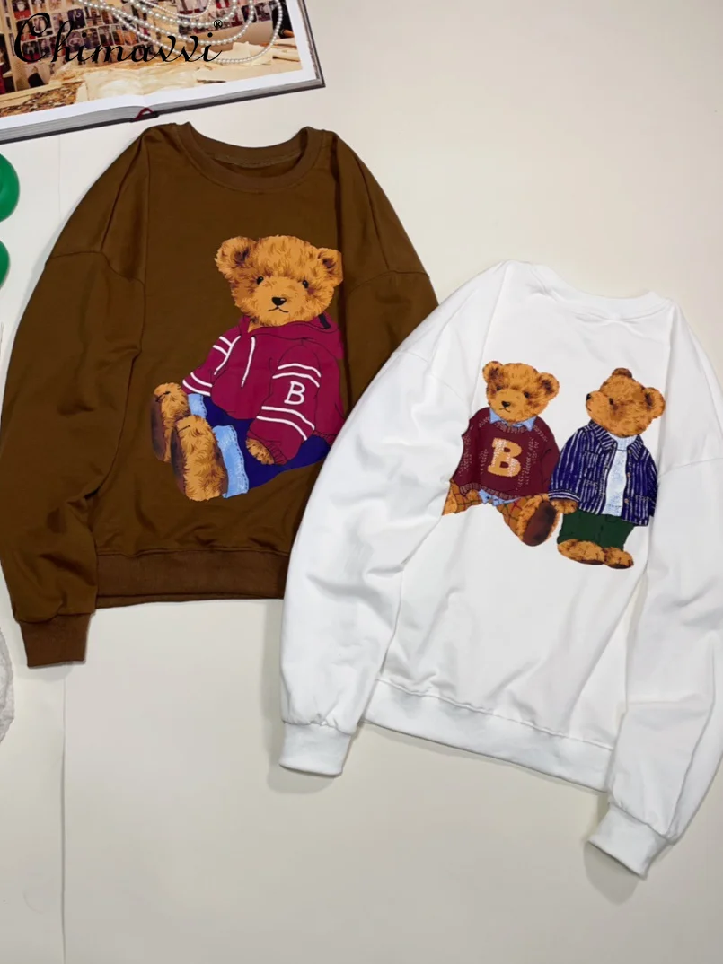 Cartoon Bear Front and Rear Printing Loose Casual Men's and Women's Sweatshirt Autumn New Round Neck Versatile Long-sleeved Tops
Cartoon Bear Front and Rear Printing Loose Casual Men's and Women's Sweatshirt Autumn New Round Neck Versatile Long-sleeved Tops