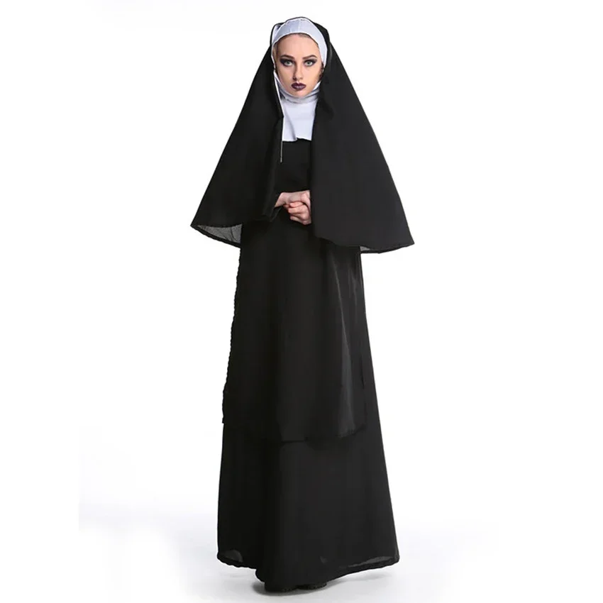 Virgin Mary Nuns Costumes For Women Sexy Long Black The Conjuring Evil Nuns Costume Arabic Religion Monk Ghost Uniform
Virgin Mary Nuns Costumes For Women Sexy Long Black The Conjuring Evil Nuns Costume Arabic Religion Monk Ghost Uniform
