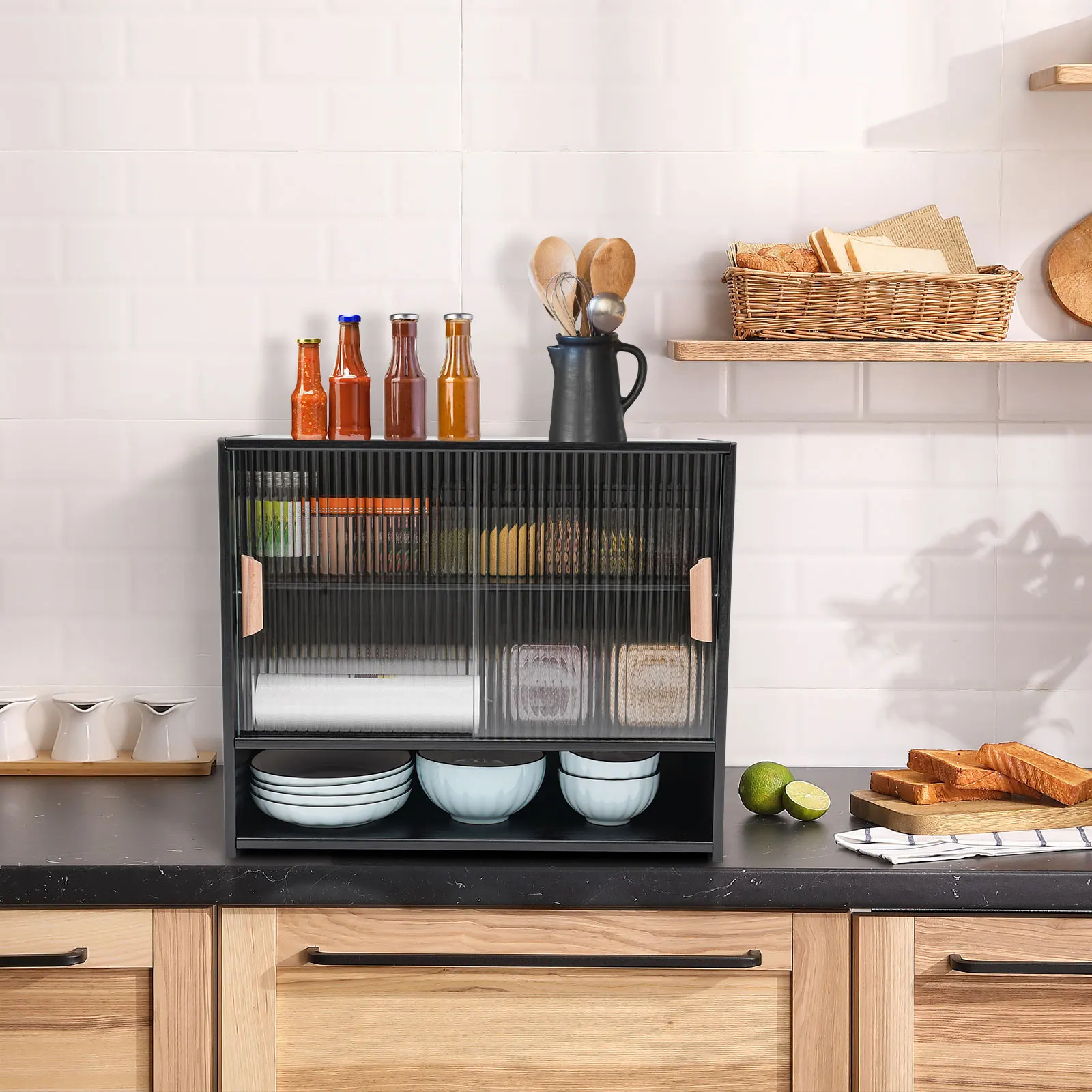 Modern Black Storage Cabinet w/ Adjustable Shelves, Freestanding Sideboard Organizer for Living Room, 55x28x46cm, Easy Assembly
Modern Black Storage Cabinet w/ Adjustable Shelves, Freestanding Sideboard Organizer for Living Room, 55x28x46cm, Easy Assembly