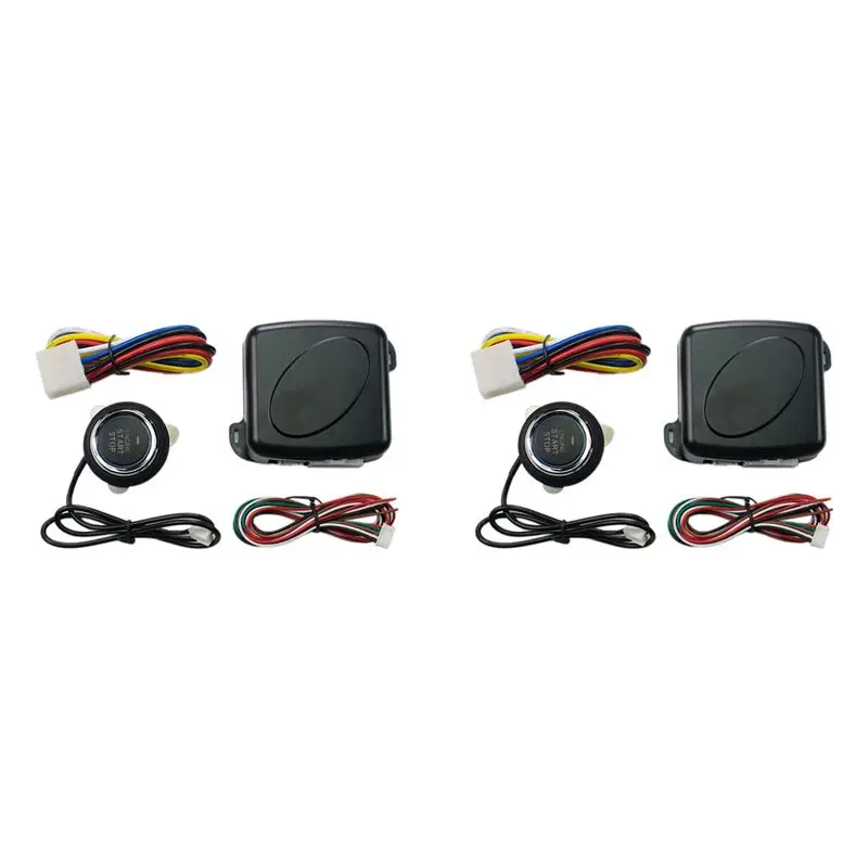 Rare 2X Car Alarm One Button Start/Stop System Kit Remote Engine Door Lock Keyless Entry System Central Locking