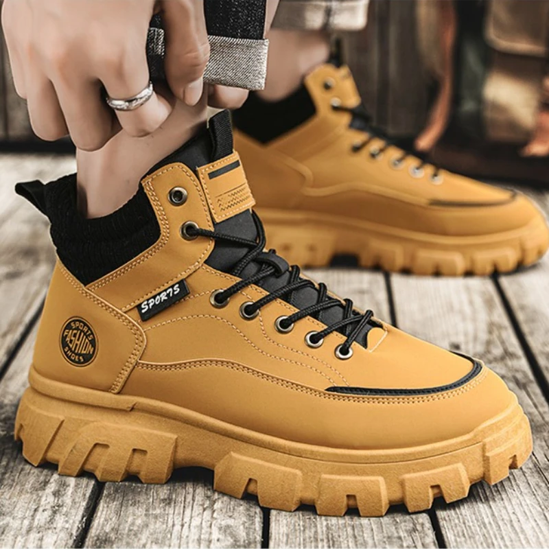 Men Ankle Boots Fashion Men Casual Shoes Non-slip Walking Sneakers Hard Wearing Men Platform Boots Outdoor High-top Board Shoes
Men Ankle Boots Fashion Men Casual Shoes Non-slip Walking Sneakers Hard Wearing Men Platform Boots Outdoor High-top Board Shoes