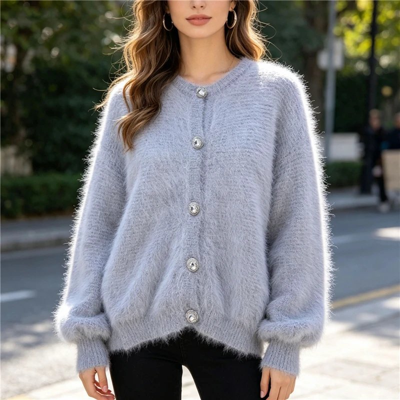 Ladies Women Autumn Winter Hairy Mink Cashmere Knitted Grey Long Lantern Sleeves Loose Cardigans Sweater Angora Jacket Pull Tops
Ladies Women Autumn Winter Hairy Mink Cashmere Knitted Grey Long Lantern Sleeves Loose Cardigans Sweater Angora Jacket Pull Tops