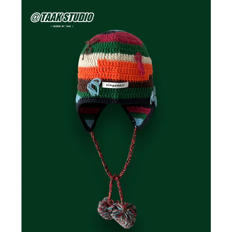 Korean color striped wool hat women's winter contrasting color warm flying hat knitted pullover hat
Korean color striped wool hat women's winter contrasting color warm flying hat knitted pullover hat