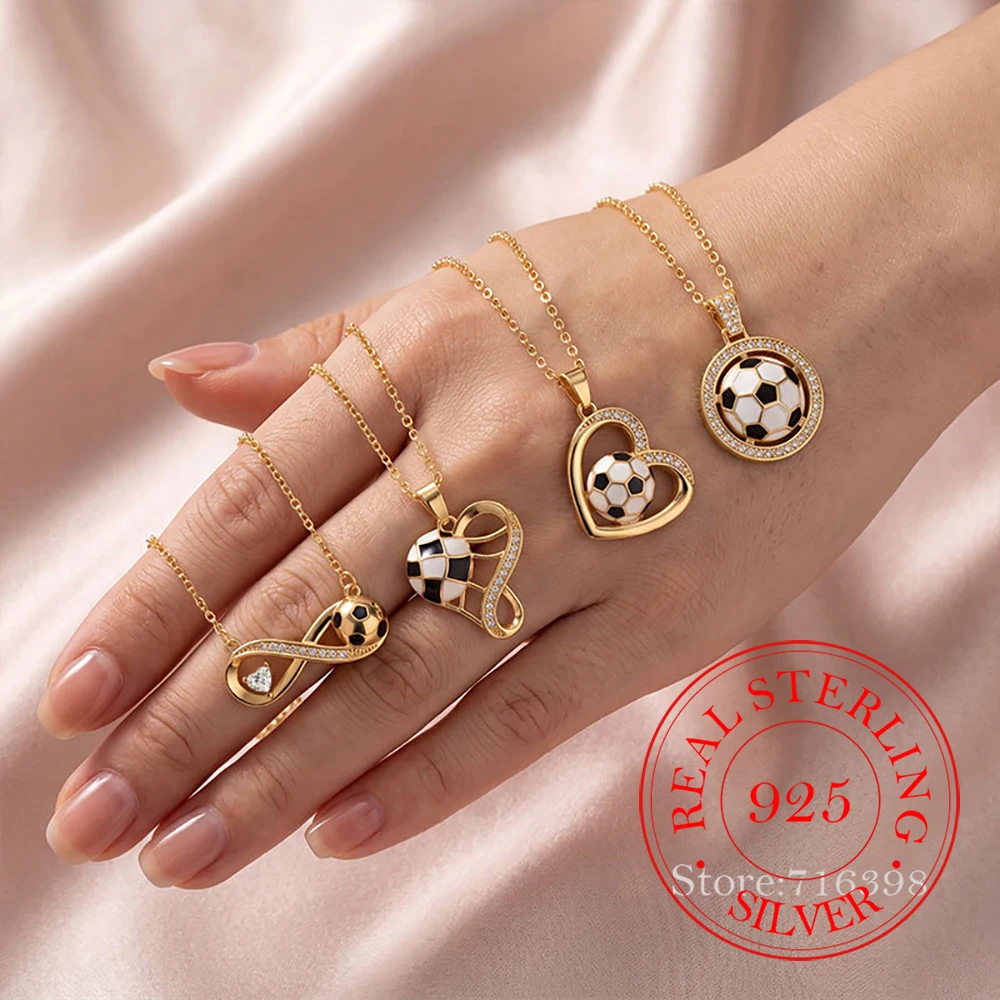 925 Sterling Silver Jewelry Luxury Crystal Football Heart Necklace Pendant for Women Wedding Party Jewelry Girls Friends Gift
925 Sterling Silver Jewelry Luxury Crystal Football Heart Necklace Pendant for Women Wedding Party Jewelry Girls Friends Gift