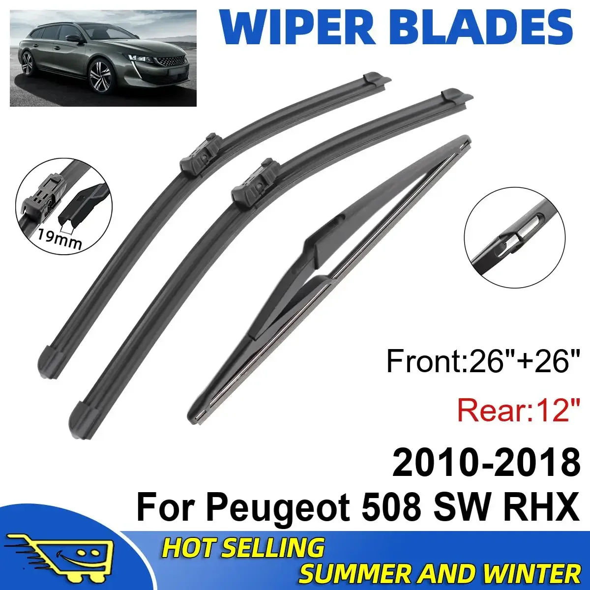 3PCS For Peugeot 508 SW RHX 2010-2018 26" + 26"+ 12" Double Rubber Car Wipers Blades Brushes Cutter Parts Accessories Windscreen
3PCS For Peugeot 508 SW RHX 2010-2018 26" + 26"+ 12" Double Rubber Car Wipers Blades Brushes Cutter Parts Accessories Windscreen
