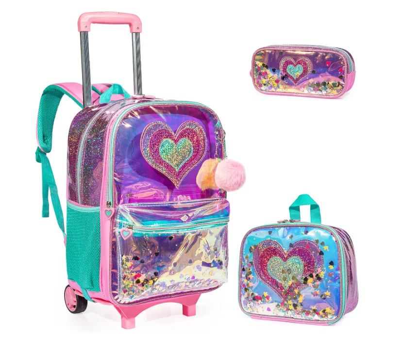 3 in 1 School Trolley Bag School Wheeled Backpack School Trolley Bag with Lunch bag Pen bag For Girl Rolling Backpack for Girls
3 in 1 School Trolley Bag School Wheeled Backpack School Trolley Bag with Lunch bag Pen bag For Girl Rolling Backpack for Girls
