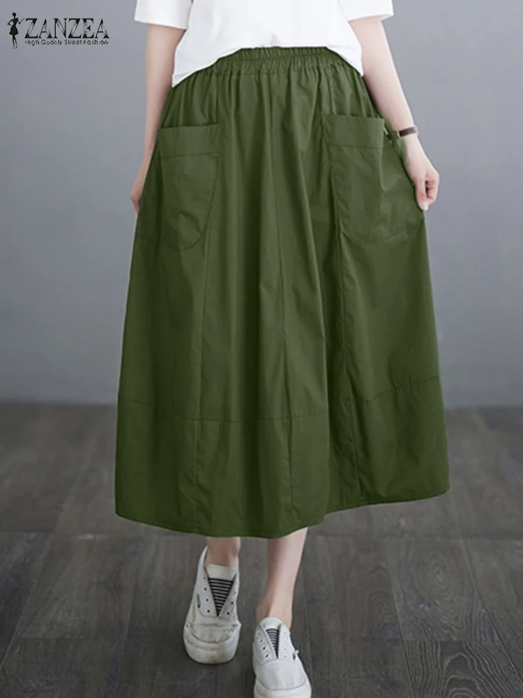 ZANZEA2025 Summer Overskirts Women Casual Elastic Waist Baggy Skirt Vintage Holiday Midi Skirt Elegant Solid Work Falda Saia
ZANZEA2025 Summer Overskirts Women Casual Elastic Waist Baggy Skirt Vintage Holiday Midi Skirt Elegant Solid Work Falda Saia