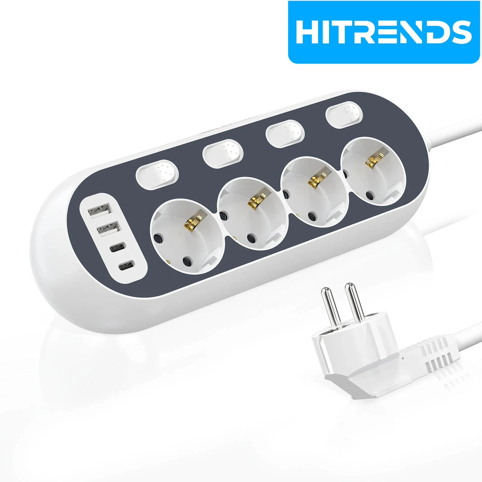 HITRENDS Table Socket with USB-C, 4-Way Individually Switched Power Strip, Surge Protection, 2m Cable, Grey for Home Office
HITRENDS Table Socket with USB-C, 4-Way Individually Switched Power Strip, Surge Protection, 2m Cable, Grey for Home Office