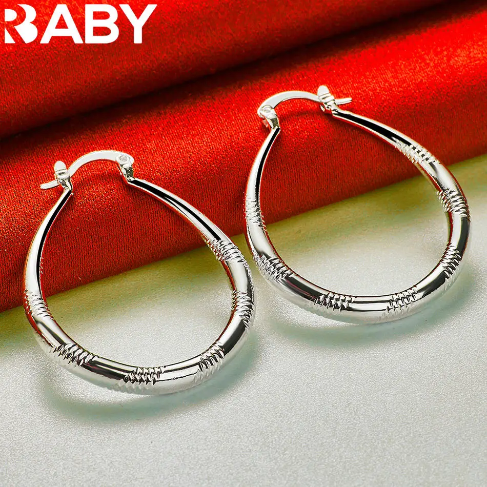 URBABY 925 Sterling Silver 39mm Vein Water Droplet Loop Earrings For Women Fashion Charm Jewelry Party Wedding Accessories
URBABY 925 Sterling Silver 39mm Vein Water Droplet Loop Earrings For Women Fashion Charm Jewelry Party Wedding Accessories