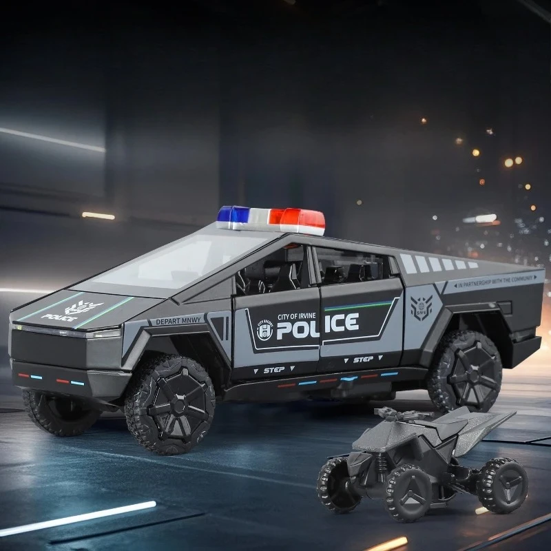 Simulation 1:32 Cybertruck Police Car Model Diecast Miniature Voiture Sound Light Children Toy Vehicle Birthday Gift Home Decor
Simulation 1:32 Cybertruck Police Car Model Diecast Miniature Voiture Sound Light Children Toy Vehicle Birthday Gift Home Decor