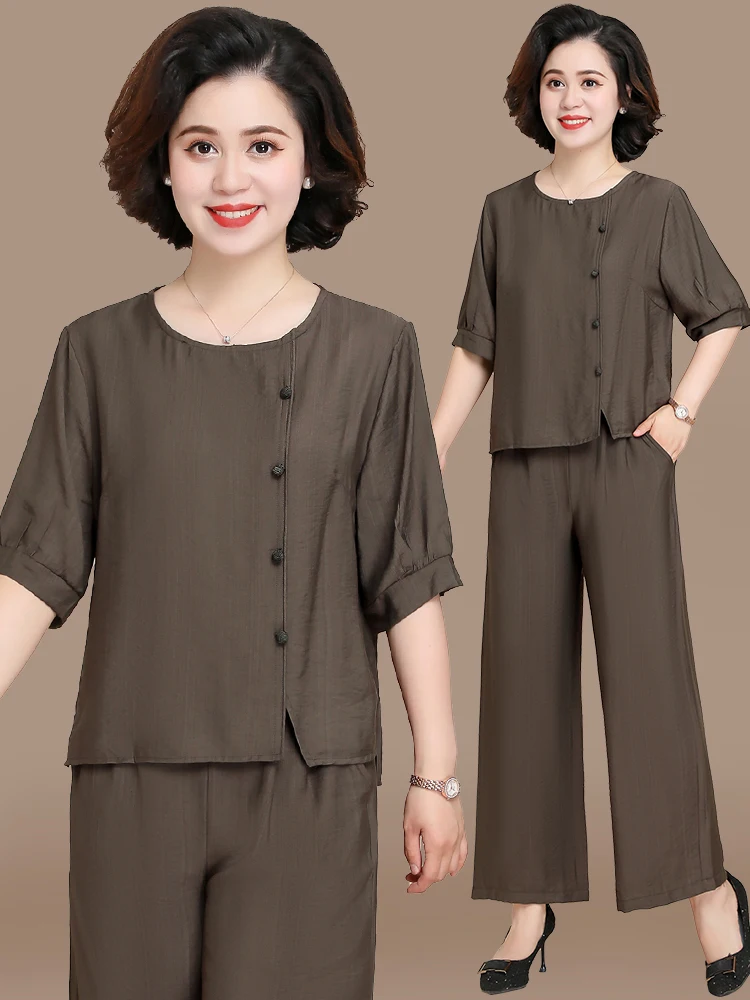 Faionable Cotton Linen Summer Outfit for Women Mid-Aged And ly ort Sve round Ne Top And Pants Two-Piece Set
Faionable Cotton Linen Summer Outfit for Women Mid-Aged And ly ort Sve round Ne Top And Pants Two-Piece Set
