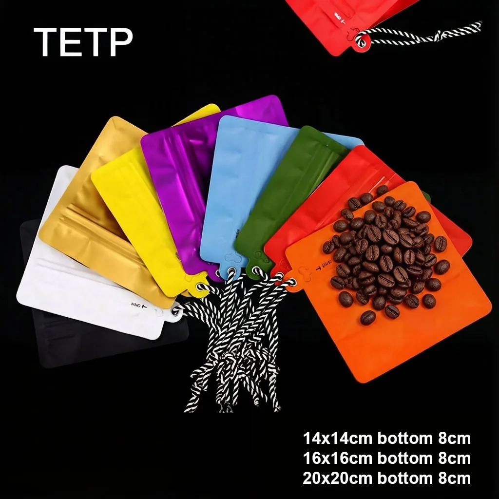 TETP 50pcs Coffee Beans Storage Bags Aluminum Foil With Lanyard Air Valve For Flower Tea Dried Fruits Packaging Moisture-proof
TETP 50pcs Coffee Beans Storage Bags Aluminum Foil With Lanyard Air Valve For Flower Tea Dried Fruits Packaging Moisture-proof