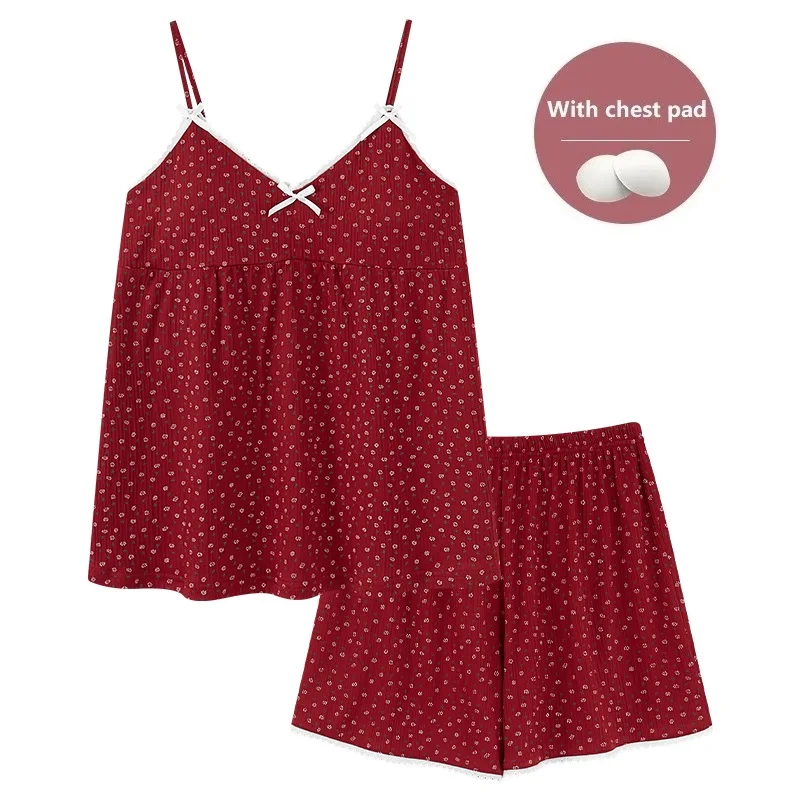 Women Camisole Shorts Sexy Pajamas Sling and Shorts Set New Summer Home Furnishing Clothing Florals Cotton Lace Nightwear Suit
Women Camisole Shorts Sexy Pajamas Sling and Shorts Set New Summer Home Furnishing Clothing Florals Cotton Lace Nightwear Suit