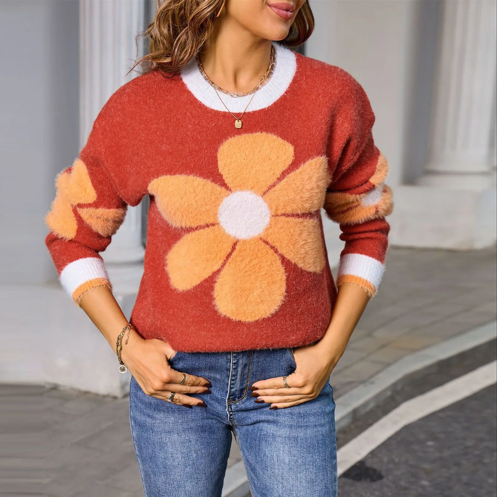 2025 New Women'S Casual Fashion Comfortable Round Neck Pullover Floral Long Sleeve Street Style Knitted Sweater Ropa De Mujer
2025 New Women'S Casual Fashion Comfortable Round Neck Pullover Floral Long Sleeve Street Style Knitted Sweater Ropa De Mujer