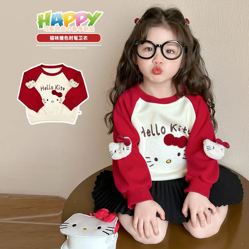 Sanrio Hello Kitty, весенне-осенний свитшот для девочек, детский пуловер, джемпер с длинными рукавами, топ, детская одежда, легкая толстовка
Sanrio Hello Kitty, весенне-осенний свитшот для девочек, детский пуловер, джемпер с длинными рукавами, топ, детская одежда, легкая толстовка