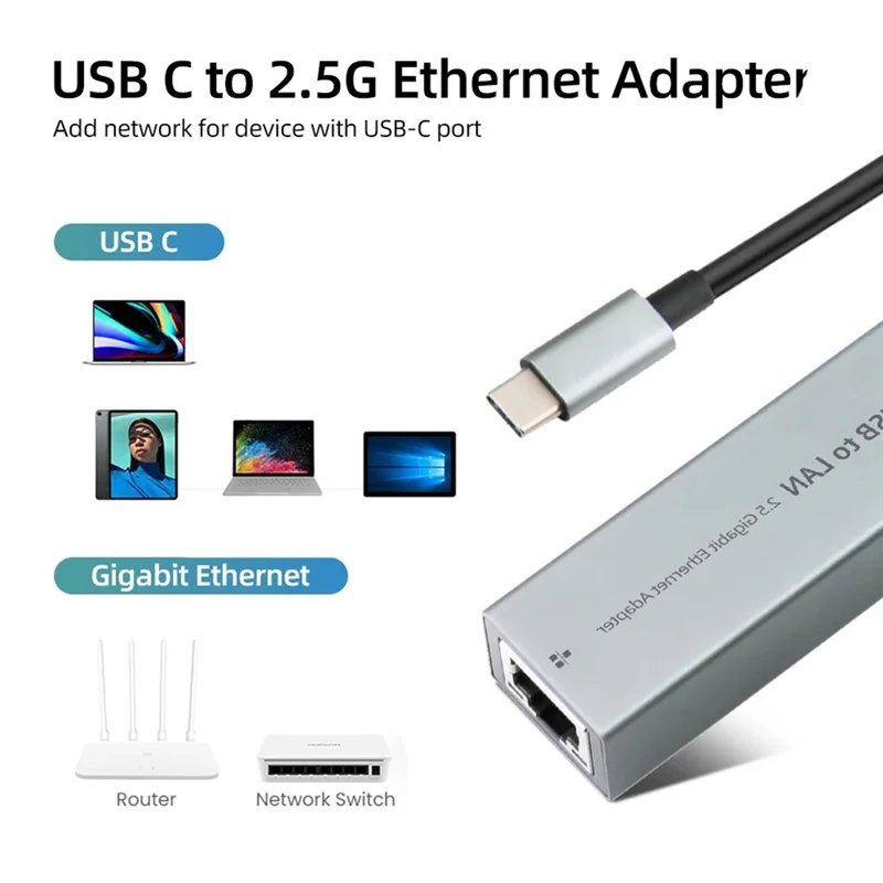 Сетевой USB-адаптер 2500 Мбит/с Ethernet-адаптер 2,5 Гбит/с Gigabit Lan USB C к сетевой карте RJ45 для ноутбука Windows
Сетевой USB-адаптер 2500 Мбит/с Ethernet-адаптер 2,5 Гбит/с Gigabit Lan USB C к сетевой карте RJ45 для ноутбука Windows