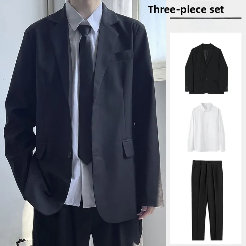 Men's Casual Black Suit Set Trendy Versatile Professional Formal Outerwear Loose Fit Long Sleeve Pure Color Autumn Wear
Men's Casual Black Suit Set Trendy Versatile Professional Formal Outerwear Loose Fit Long Sleeve Pure Color Autumn Wear