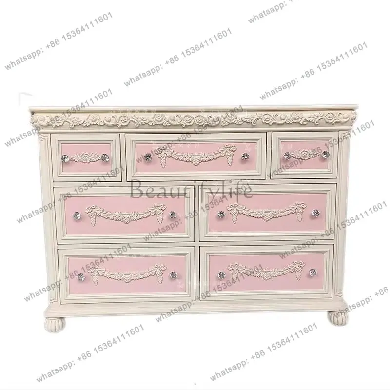 Pink Carved Chest of Drawers French Vintage Bedroom Storage Solid Wood 7 Bucket Storage Chest of Drawers
Pink Carved Chest of Drawers French Vintage Bedroom Storage Solid Wood 7 Bucket Storage Chest of Drawers