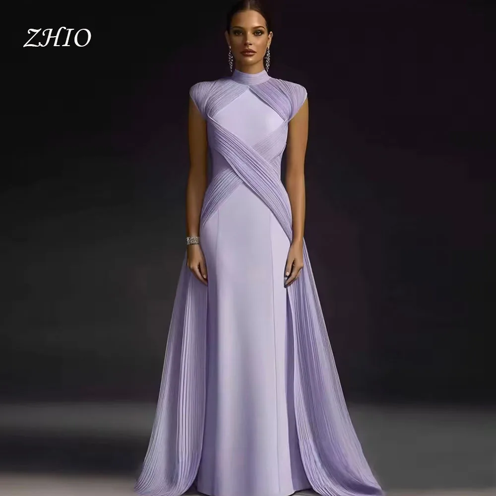 ZHIO Luxury Lavender Evening Dress High Neck Short Cap Sleeves Sweep Train Formal Party Prom Gown Custom فساتين سهرة
ZHIO Luxury Lavender Evening Dress High Neck Short Cap Sleeves Sweep Train Formal Party Prom Gown Custom فساتين سهرة
