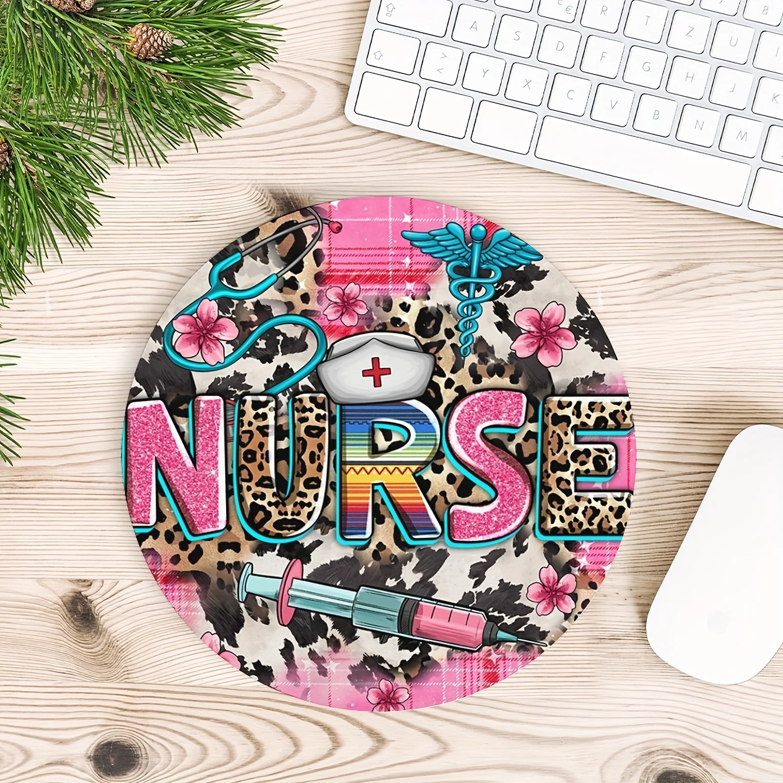 The colorful nurse life round mouse pad with leopard print anti-slip rubber base is perfect for healthcare professionals
The colorful nurse life round mouse pad with leopard print anti-slip rubber base is perfect for healthcare professionals