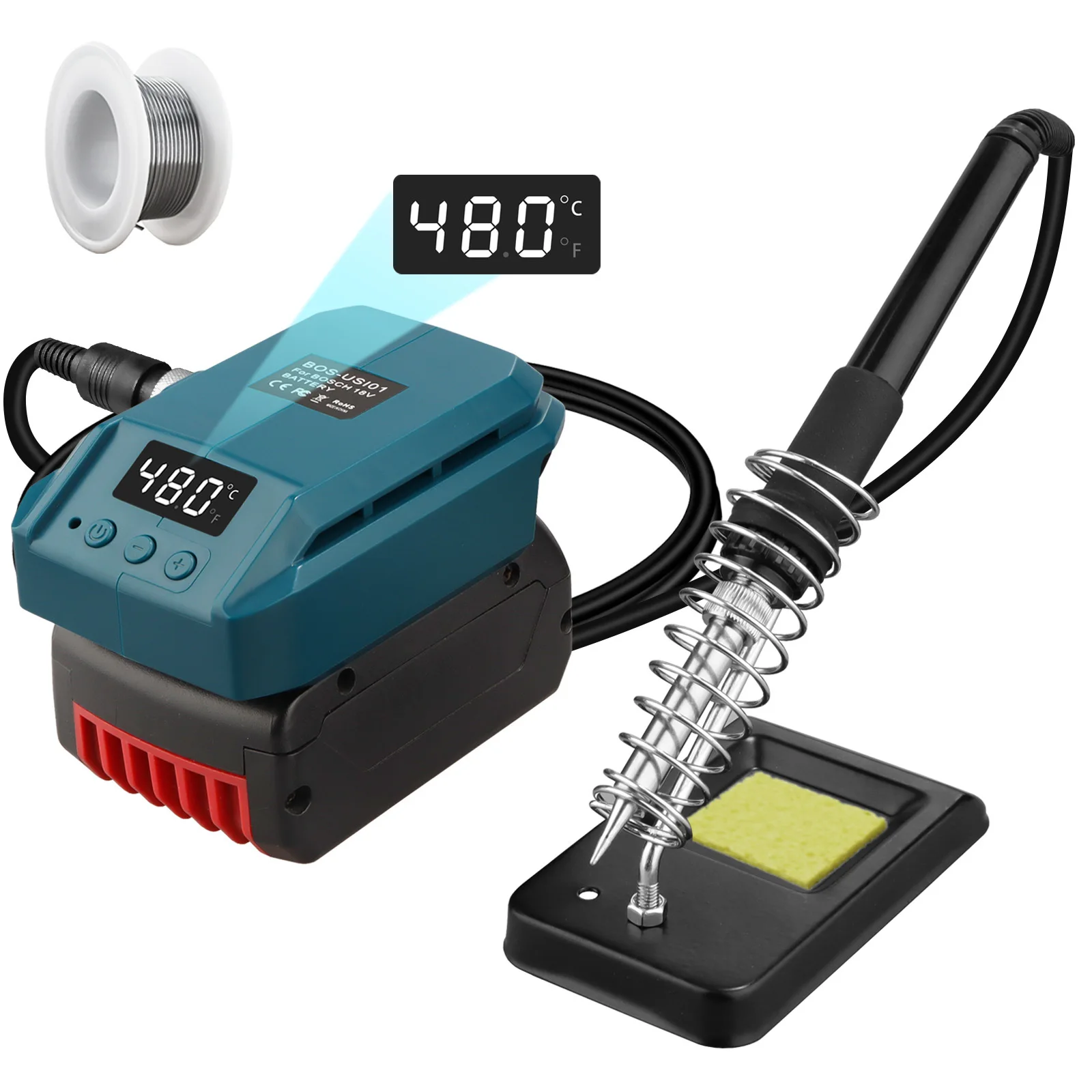 180-480℃ Adjustable Temp Soldering Iron For Bosch 18V Battery 60W Cordless with LCD Display Fast Heating Professional Grade
180-480℃ Adjustable Temp Soldering Iron For Bosch 18V Battery 60W Cordless with LCD Display Fast Heating Professional Grade