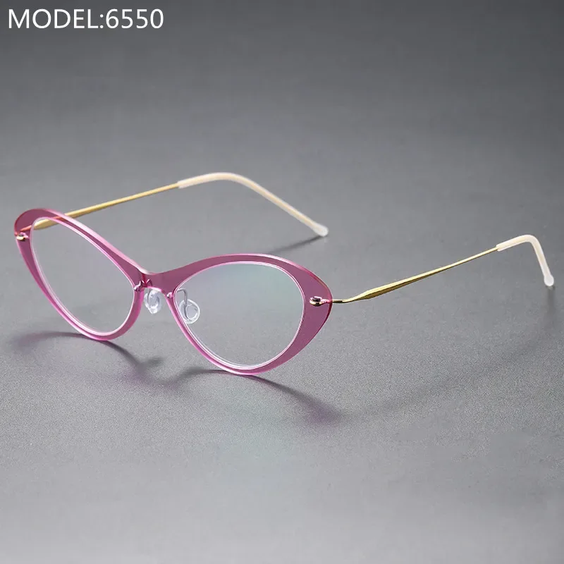 New Pure Titanium Myopia Glasses Frame High Quality Fashion Little Face Cat's Eye Frame Plain Myopia Glasses Without Screws 6550
New Pure Titanium Myopia Glasses Frame High Quality Fashion Little Face Cat's Eye Frame Plain Myopia Glasses Without Screws 6550