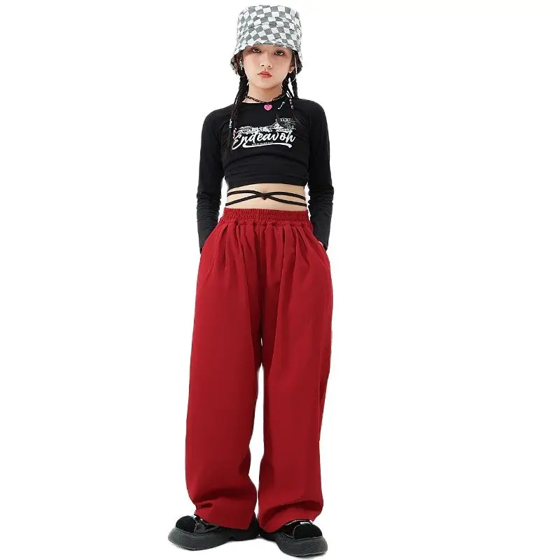 Teen Clothing Hip Hop Girls Crop Top Red Wide Leg Pants Children Jazz Joggers Streetwear Tracksuit Kids Street Dance Clothes Set
Teen Clothing Hip Hop Girls Crop Top Red Wide Leg Pants Children Jazz Joggers Streetwear Tracksuit Kids Street Dance Clothes Set