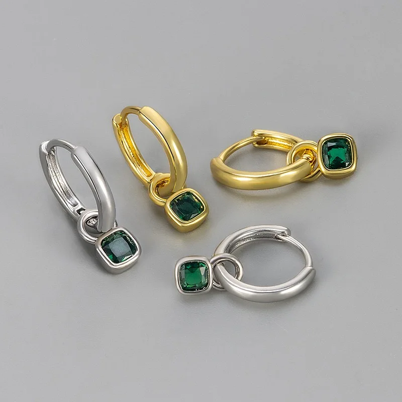 925 Sterling Silver Earrings for Women Geometric Shinning Gold Green Stone Earring Fashion Jewelry Gift Party Wedding pendientes
925 Sterling Silver Earrings for Women Geometric Shinning Gold Green Stone Earring Fashion Jewelry Gift Party Wedding pendientes