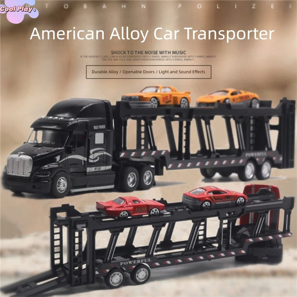 1:48 Scale Car Transport Truck Toy Simulation Lighting and Music Truck Container Model Alloy Metal Pull Back Kids Truck Toy 
1:48 Scale Car Transport Truck Toy Simulation Lighting and Music Truck Container Model Alloy Metal Pull Back Kids Truck Toy