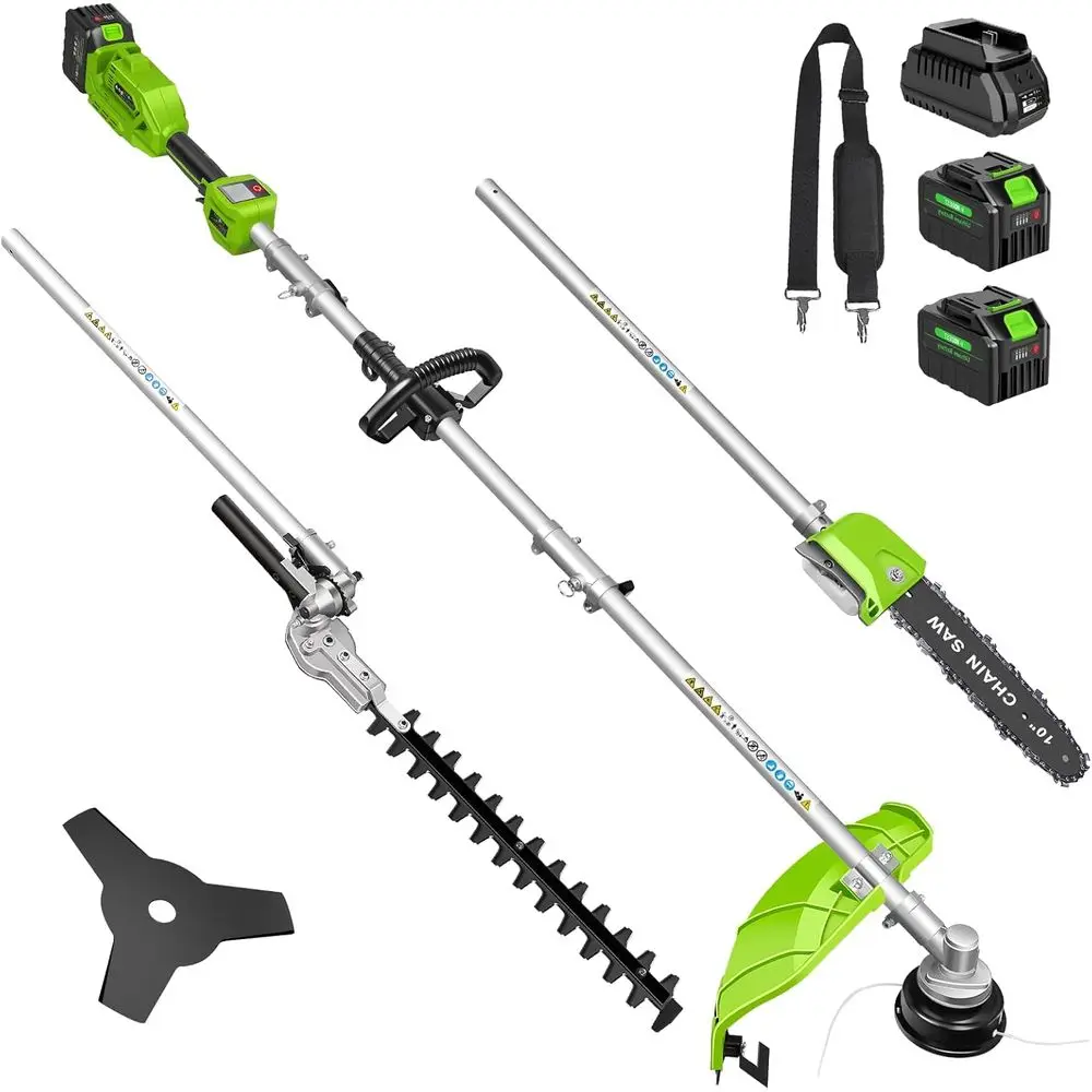 4-in-1 Cordless String Trimmer/Edger Electric Pole Hedge Trimmer 2 * 5000mAh Battery Powered Pole Saw Portable Weed Wacker and B
4-in-1 Cordless String Trimmer/Edger Electric Pole Hedge Trimmer 2 * 5000mAh Battery Powered Pole Saw Portable Weed Wacker and B