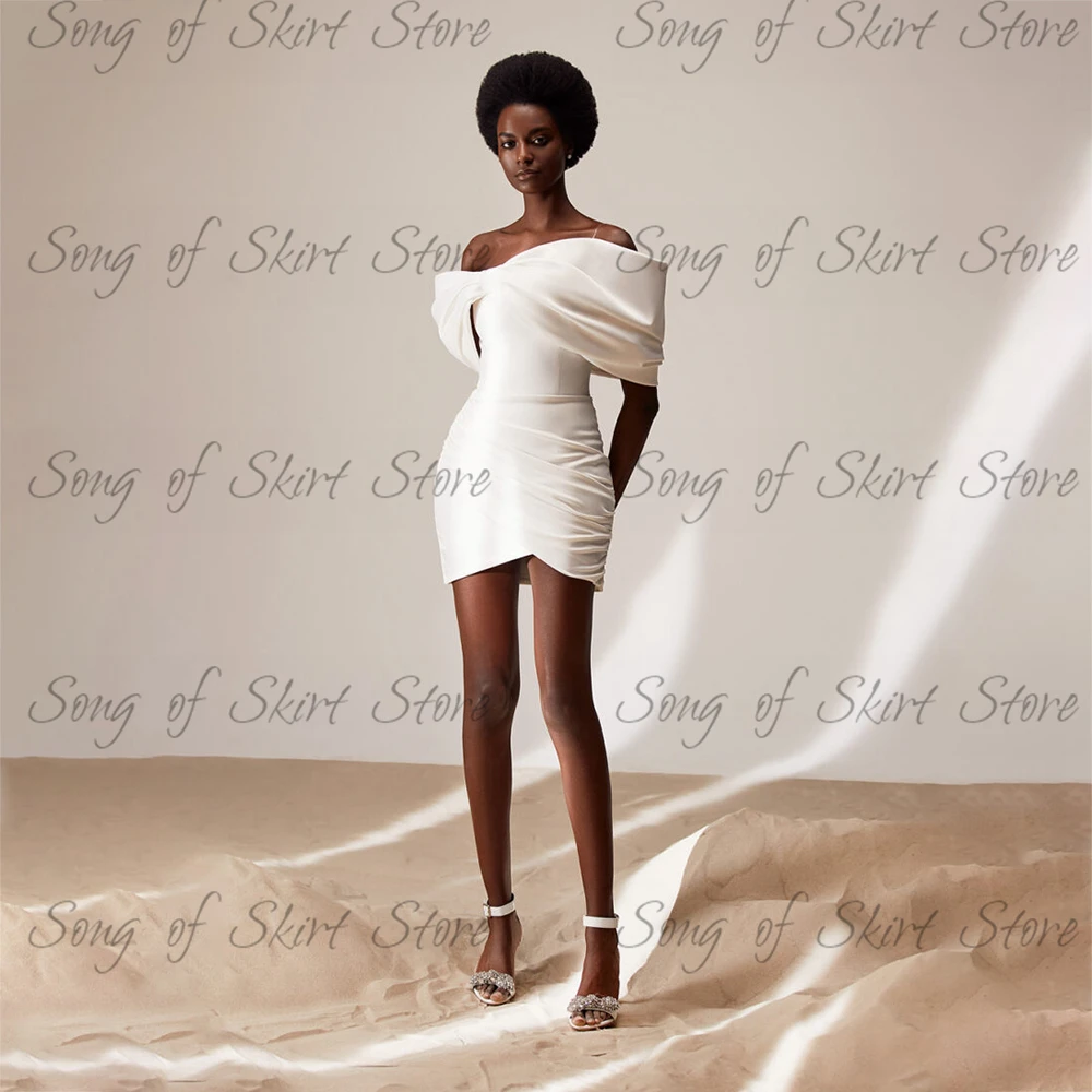 Simple Boat Neck Mini Prom Gown Pleat White Sheath Short Cocktail Party Dress robe de soirée femme vestidos elegantes para mujer
Simple Boat Neck Mini Prom Gown Pleat White Sheath Short Cocktail Party Dress robe de soirée femme vestidos elegantes para mujer