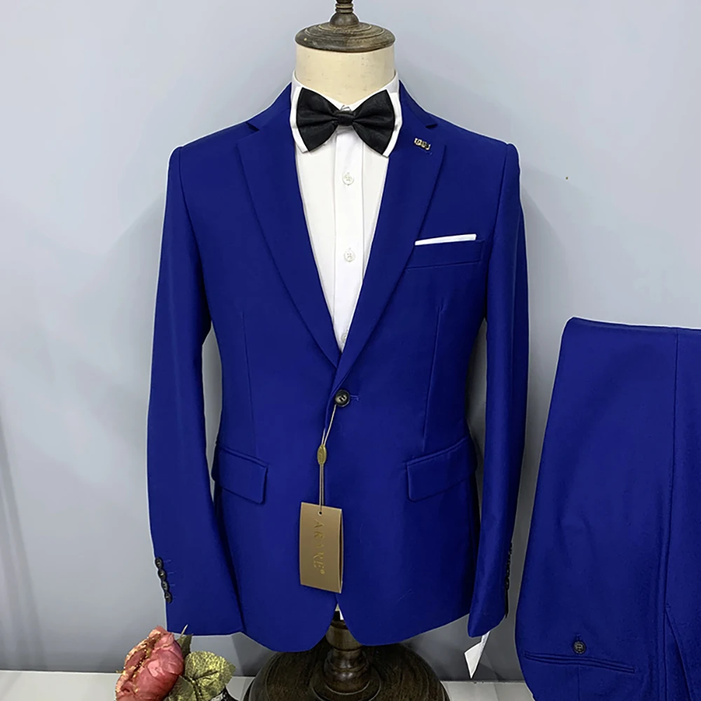 Men Suit Royal Blue Black Single Breasted Notched Lapel Jacket Pants Two Piece Slim Regular Fit Casual Wedding Blazer Custom
Men Suit Royal Blue Black Single Breasted Notched Lapel Jacket Pants Two Piece Slim Regular Fit Casual Wedding Blazer Custom