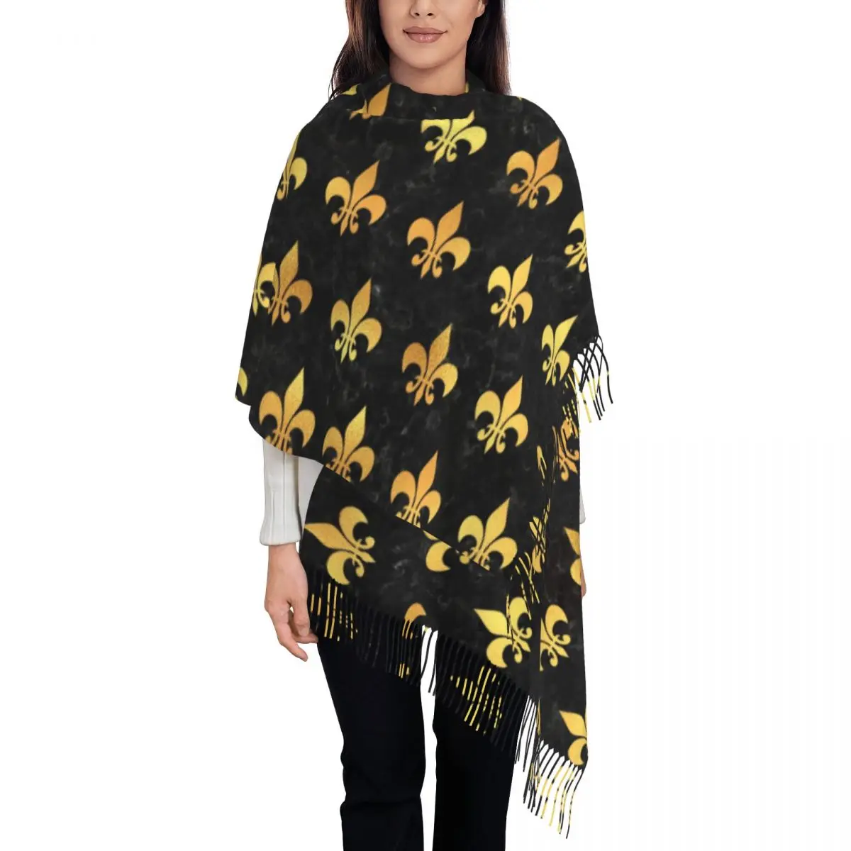 Female Large Royal Gold Black Marble Fleur De Lis Scarves Women Winter Fall Thick Warm Tassel Shawl Wraps Lily Floral Scarf
Female Large Royal Gold Black Marble Fleur De Lis Scarves Women Winter Fall Thick Warm Tassel Shawl Wraps Lily Floral Scarf