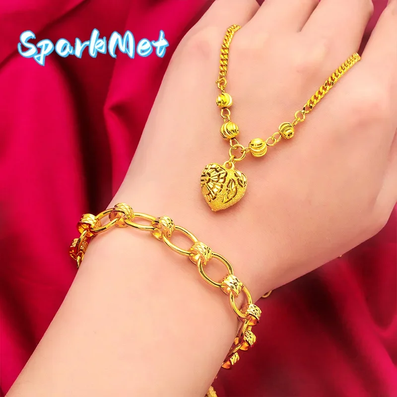 Sparkmet24K Gold Heart Necklace & Bracelet Set | AU999 Pure Gold, 3D heart design, shiny finish, romantic for daily wear
Sparkmet24K Gold Heart Necklace & Bracelet Set | AU999 Pure Gold, 3D heart design, shiny finish, romantic for daily wear