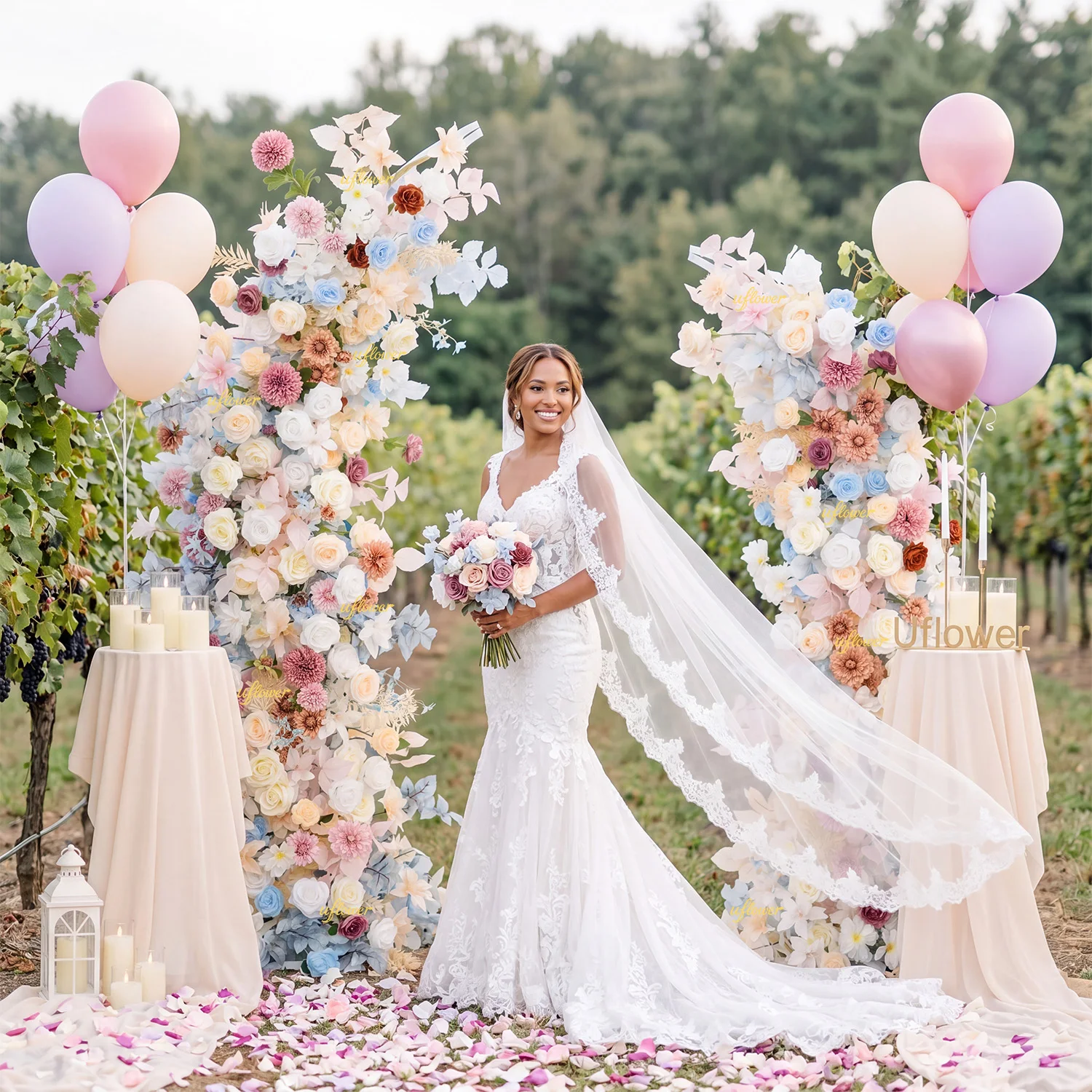 Uflower Champagne Rose Peony Floral Arrangement Decor Horn Arch Wedding Backdrop Floor Flower Row Event Stage Party Props
Uflower Champagne Rose Peony Floral Arrangement Decor Horn Arch Wedding Backdrop Floor Flower Row Event Stage Party Props