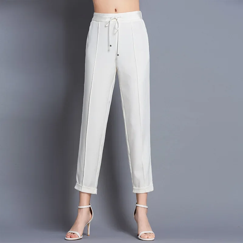 100% Real Silk Pants Women's Summer Cropped Pants Women Clothes High Waist Straps Elastic Waist Slim Trousers Pantalon Femme Sq
100% Real Silk Pants Women's Summer Cropped Pants Women Clothes High Waist Straps Elastic Waist Slim Trousers Pantalon Femme Sq
