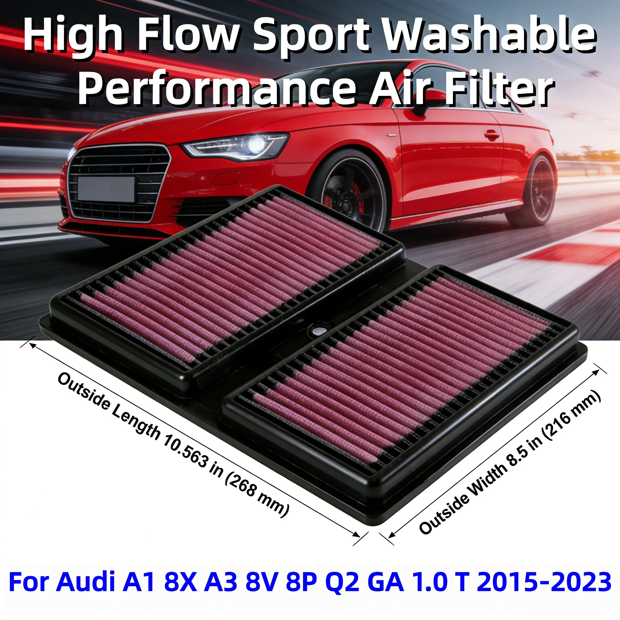 For Audi A1 8X A3 8V 8P Q2 GA 1.0 TFSI 2015-2023 High Flow Sport Washable Performance Air Filter 33-3037 OEM:04C129620A
For Audi A1 8X A3 8V 8P Q2 GA 1.0 TFSI 2015-2023 High Flow Sport Washable Performance Air Filter 33-3037 OEM:04C129620A