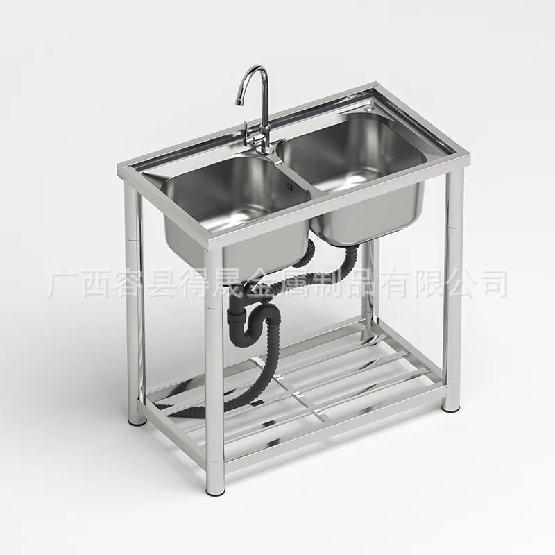 yjq vegetable basin double sink kitchen stainless steel dishwasher simple floor with shelf for home use
yjq vegetable basin double sink kitchen stainless steel dishwasher simple floor with shelf for home use