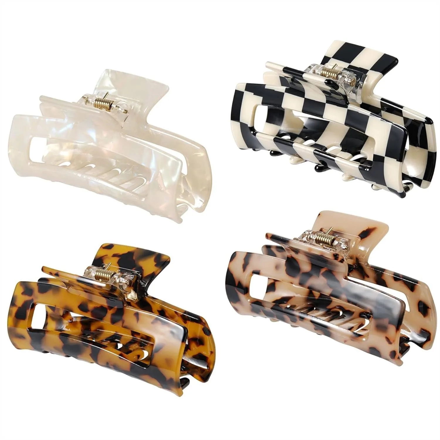 4 Pcs Acetate Hair Claw Clips For Women Girls, Medium French Butterfly Jaw Clips, Mermaid Color Crab Hairpins, Leopard Print Stylish Hair Accessories
4 Pcs Acetate Hair Claw Clips For Women Girls, Medium French Butterfly Jaw Clips, Mermaid Color Crab Hairpins, Leopard Print Stylish Hair Accessories