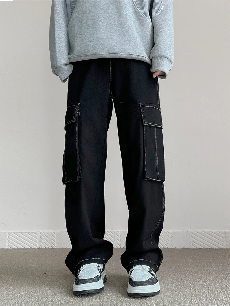 Men's Fashion Pocket Cargo Jeans Korean High Street Classic Black Denim Pants Personality Streetwear Male Trousers Trendy Brand
Men's Fashion Pocket Cargo Jeans Korean High Street Classic Black Denim Pants Personality Streetwear Male Trousers Trendy Brand