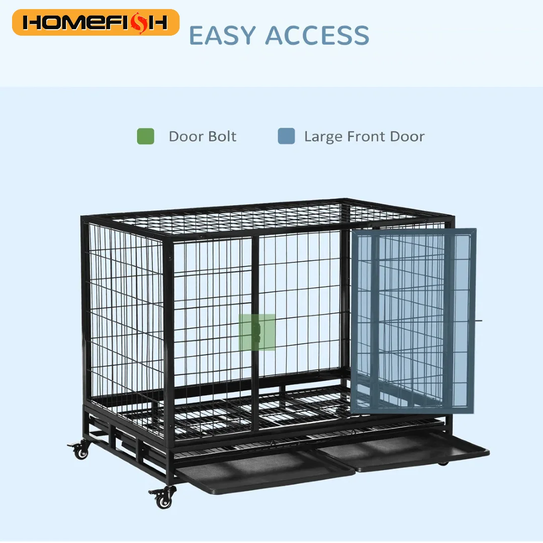 Heavy Duty Dog Crate with 4 Lockable Wheels 3 Doors and Removable Tray Metal Pet Kennels Cage Playpen
Heavy Duty Dog Crate with 4 Lockable Wheels 3 Doors and Removable Tray Metal Pet Kennels Cage Playpen