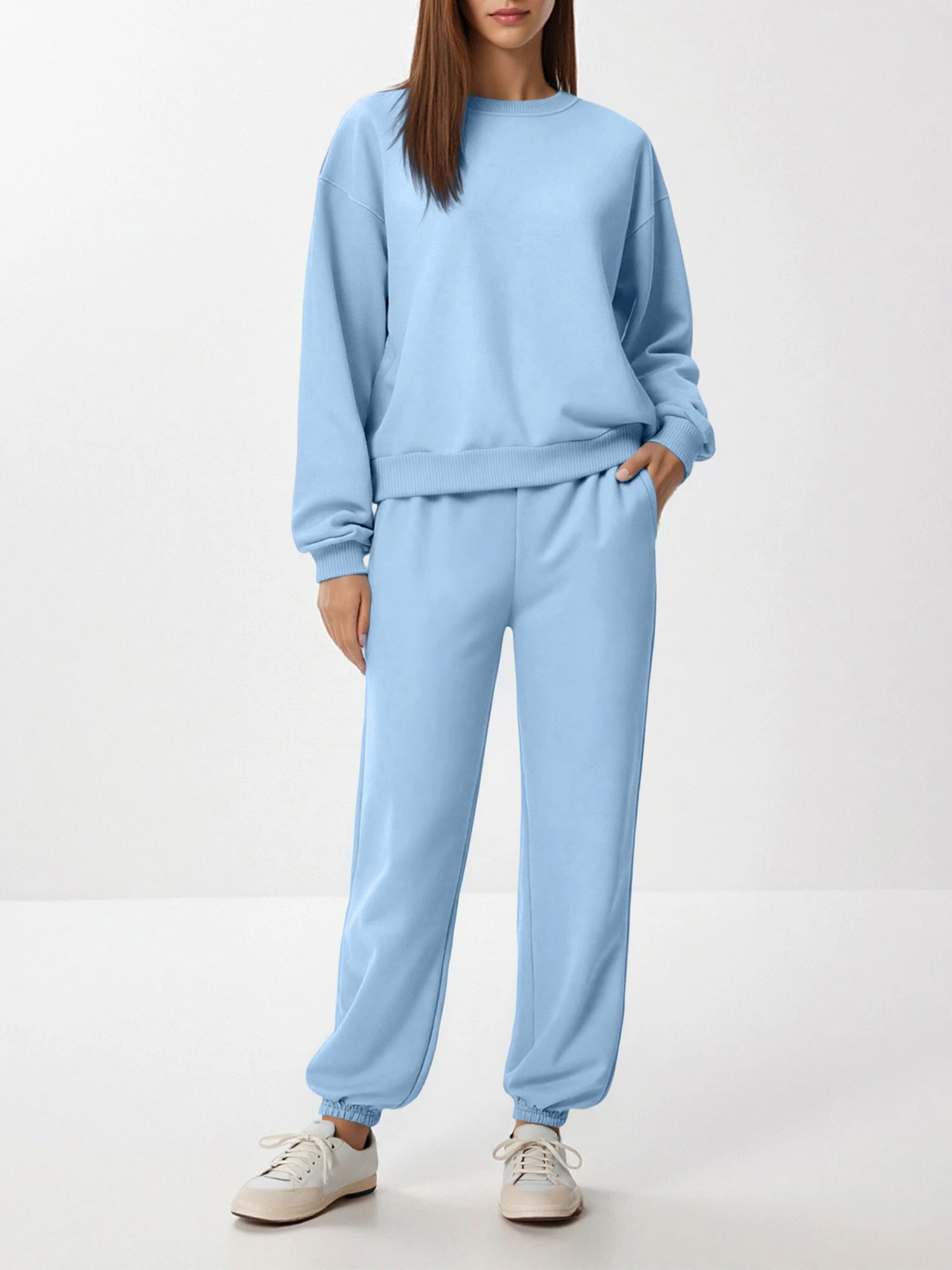 Women’s Casual Sweatshirt & Jogger Pants Set, Relaxed Fit 2-Piece Tracksuit for Running Errands and Lounging
Women’s Casual Sweatshirt & Jogger Pants Set, Relaxed Fit 2-Piece Tracksuit for Running Errands and Lounging