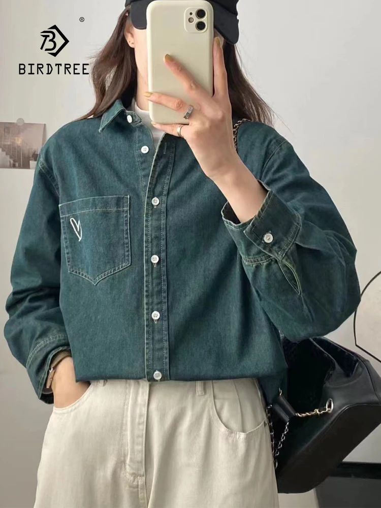New Autumn Cotton Denim Vintage Shirt Women Lapel Collar Top Girl Long Sleeve Loose Blouses Layered Casual Wear Winter T3N6102Q
New Autumn Cotton Denim Vintage Shirt Women Lapel Collar Top Girl Long Sleeve Loose Blouses Layered Casual Wear Winter T3N6102Q
