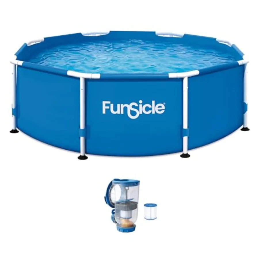 Above ground swimming pool for backyard use, durable vinyl material, blue color, includes FiltraBoost 400 GPH filter pump with
Above ground swimming pool for backyard use, durable vinyl material, blue color, includes FiltraBoost 400 GPH filter pump with