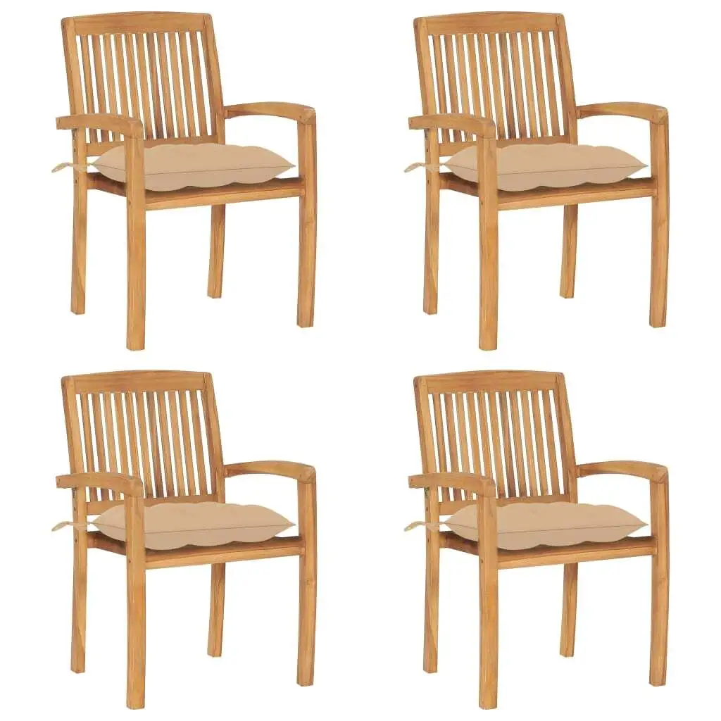 Solid Teak Wood Stacking Patio Chairs Set with Soft Cushions 4 Pieces Outdoor Furniture
Solid Teak Wood Stacking Patio Chairs Set with Soft Cushions 4 Pieces Outdoor Furniture