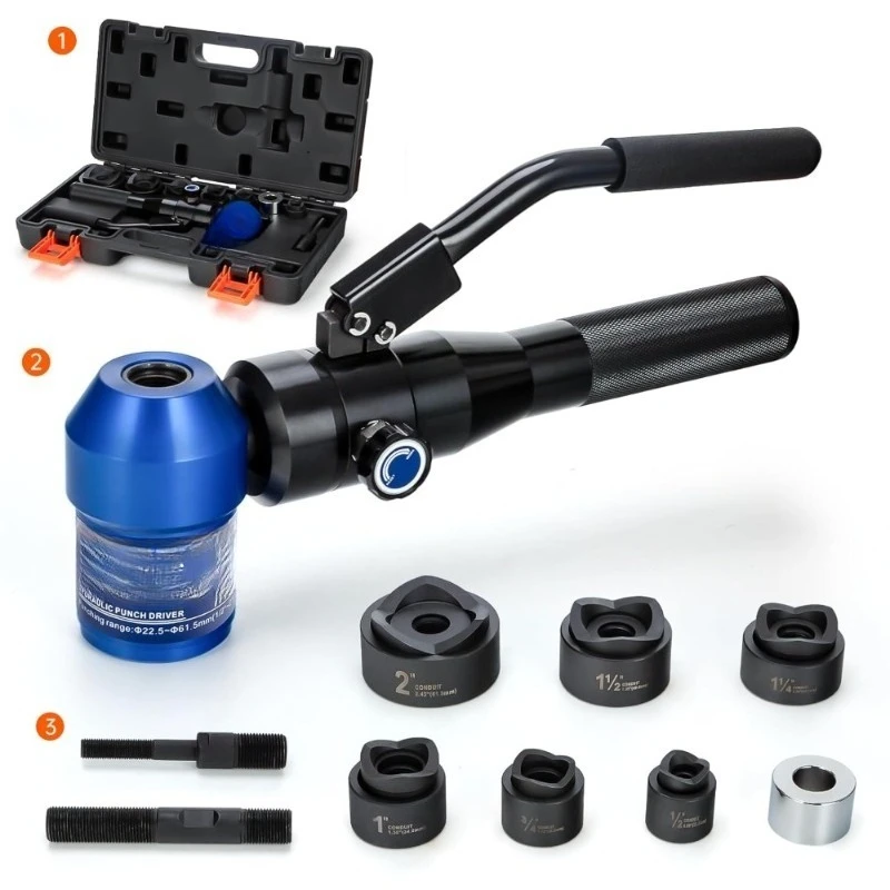 Гидравлический набор отверток для отверстий от 1/2 до 2 дюймов, инструмент KO для электрического кабелепровода, набор резаков для листового металла
Гидравлический набор отверток для отверстий от 1/2 до 2 дюймов, инструмент KO для электрического кабелепровода, набор резаков для листового металла