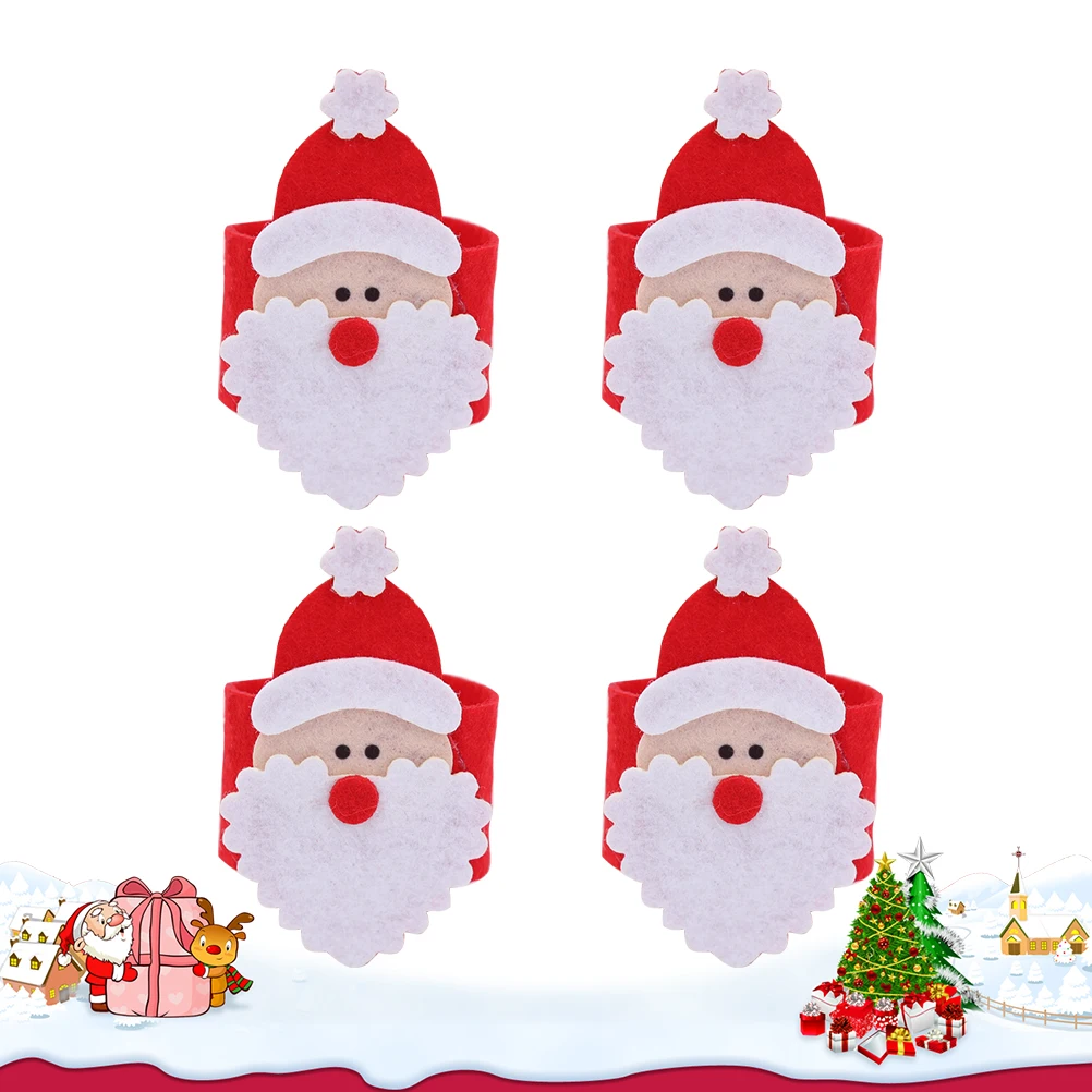 4 PCS Santa Claus Napkin Circle Hotel Buckle Serviette Non-woven Holders Bracket Ring Buckles
4 PCS Santa Claus Napkin Circle Hotel Buckle Serviette Non-woven Holders Bracket Ring Buckles